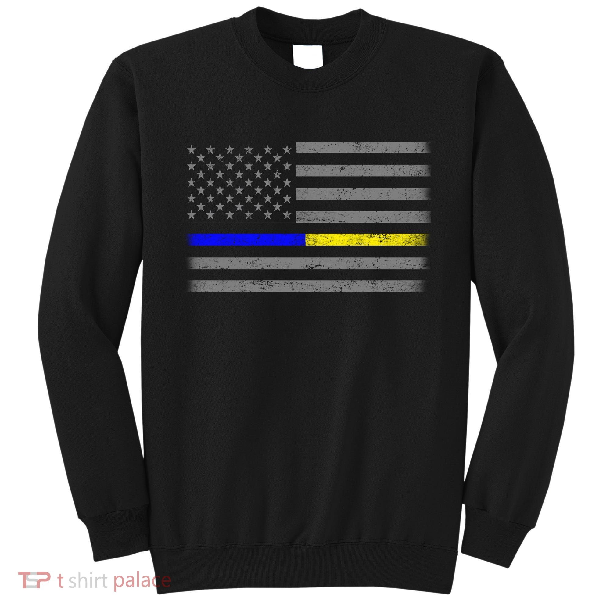 Thin Blue Gold Line Police Dispatcher Flag Sweatshirt