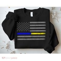 Thin Blue Gold Line Police Dispatcher Flag Sweatshirt thumb 2
