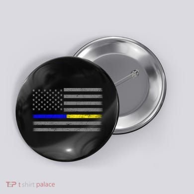 Thin Blue Gold Line Police Dispatcher Flag Button