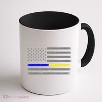 Thin Blue Gold Line Police Dispatcher Flag Coffee Mug thumb 1