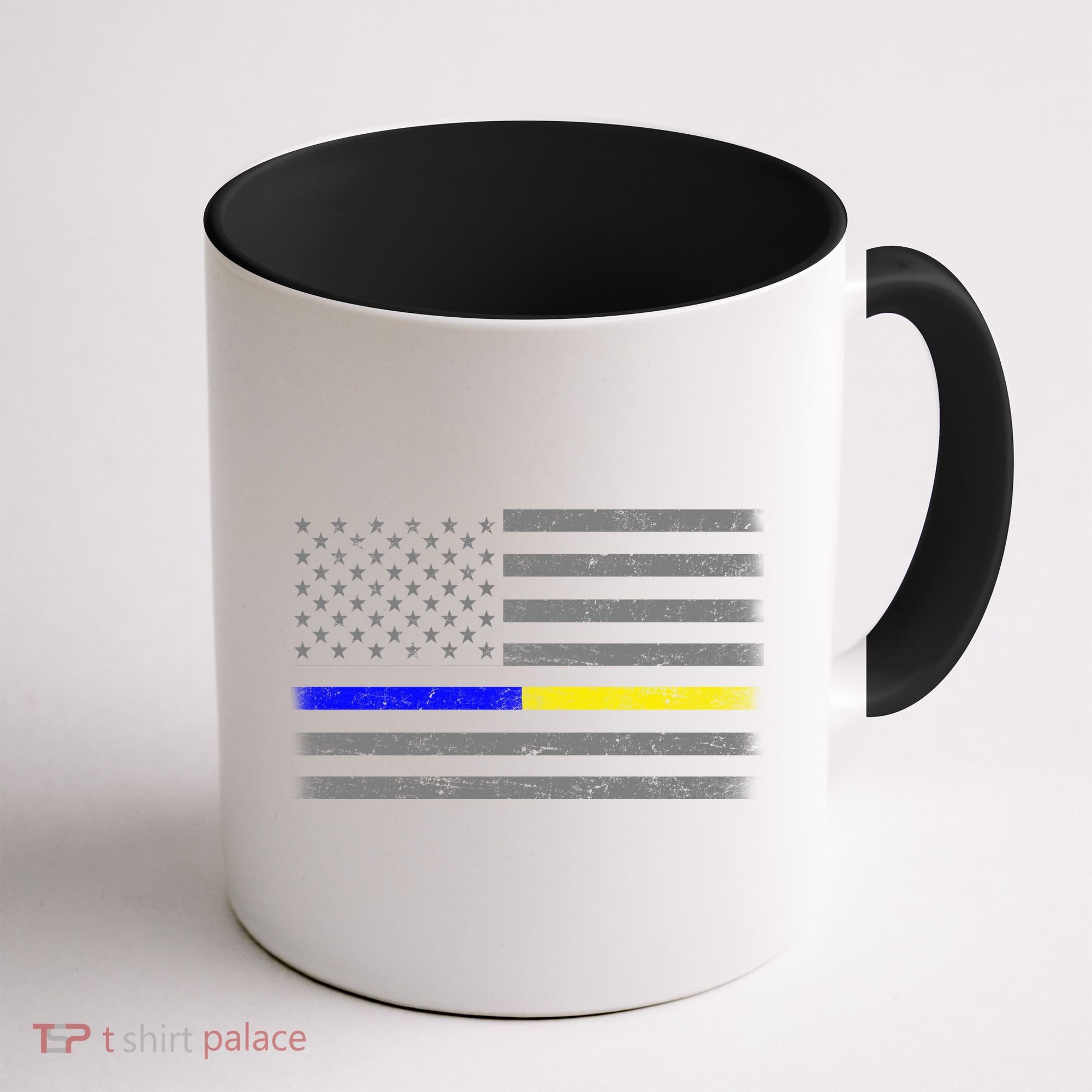Thin Blue Gold Line Police Dispatcher Flag Coffee Mug