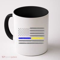 Thin Blue Gold Line Police Dispatcher Flag Coffee Mug thumb 0