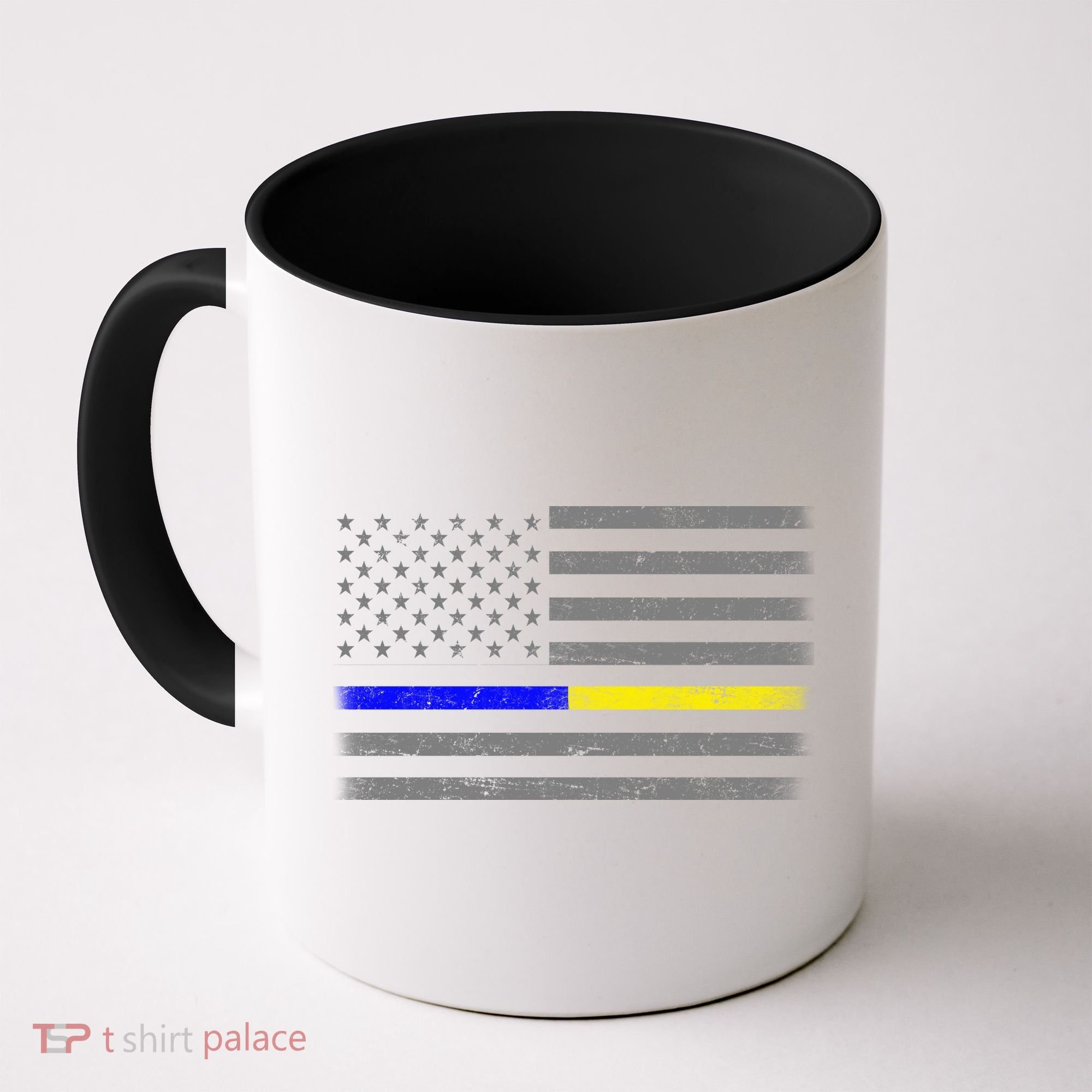 Thin Blue Gold Line Police Dispatcher Flag Coffee Mug