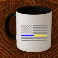 Thin Blue Gold Line Police Dispatcher Flag Coffee Mug thumb 2
