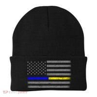 Thin Blue Gold Line Police Dispatcher Flag Beanie thumb 0