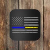 Thin Blue Gold Line Police Dispatcher Flag Coaster thumb 0