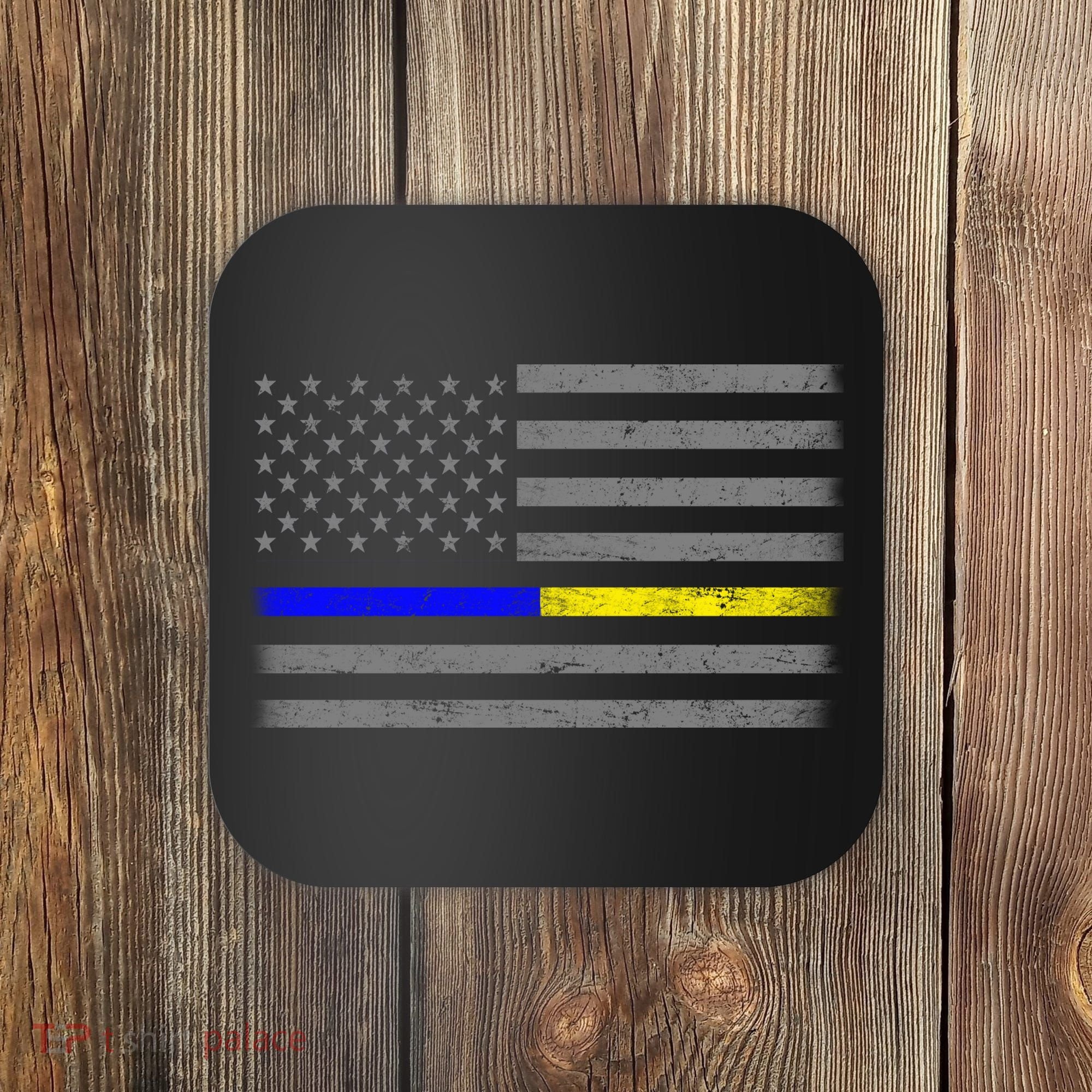 Thin Blue Gold Line Police Dispatcher Flag Coaster