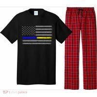 Thin Blue Gold Line Police Dispatcher Flag Pajama Set thumb 0