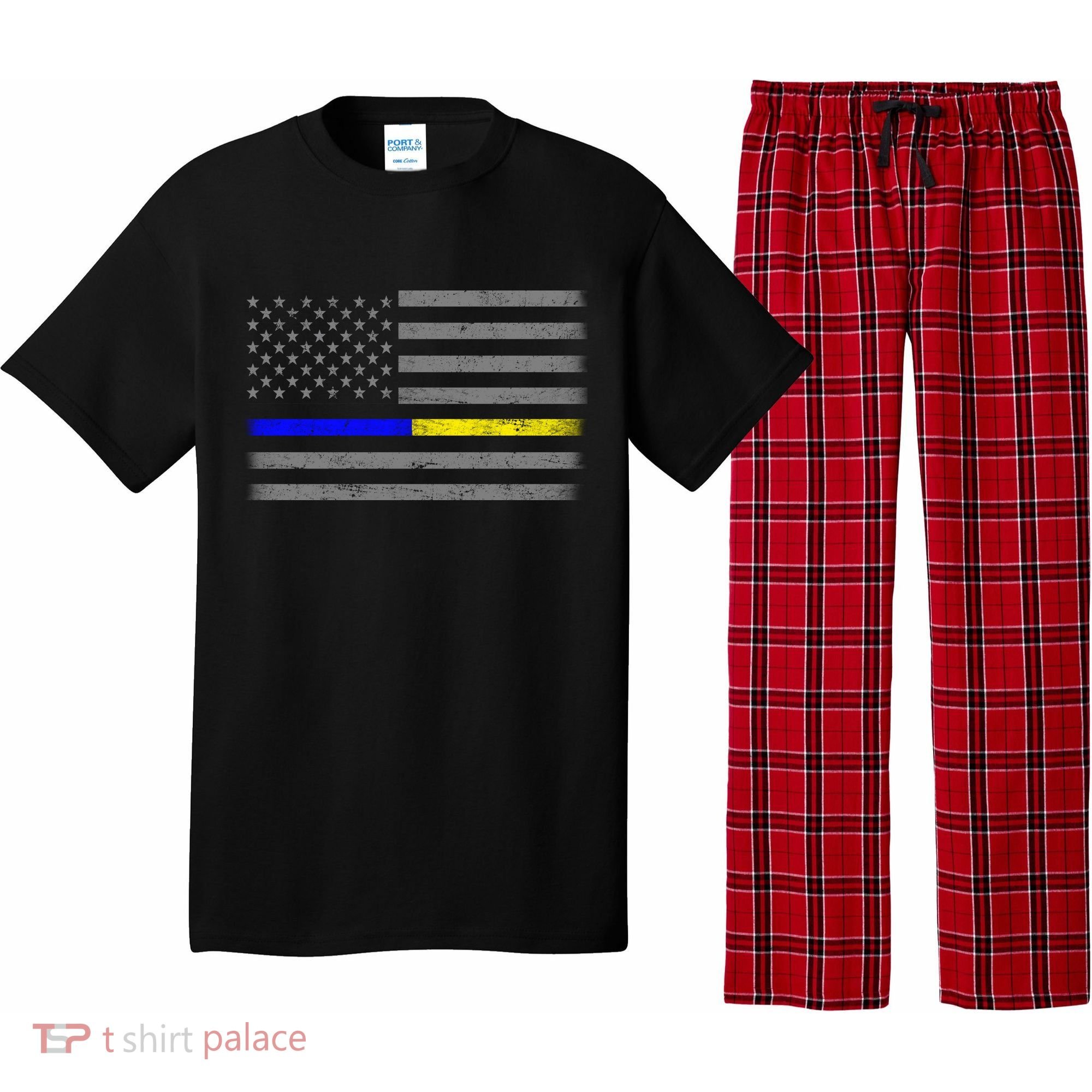 Thin Blue Gold Line Police Dispatcher Flag Pajama Set