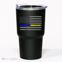 Thin Blue Gold Line Police Dispatcher Flag Tumbler thumb 0