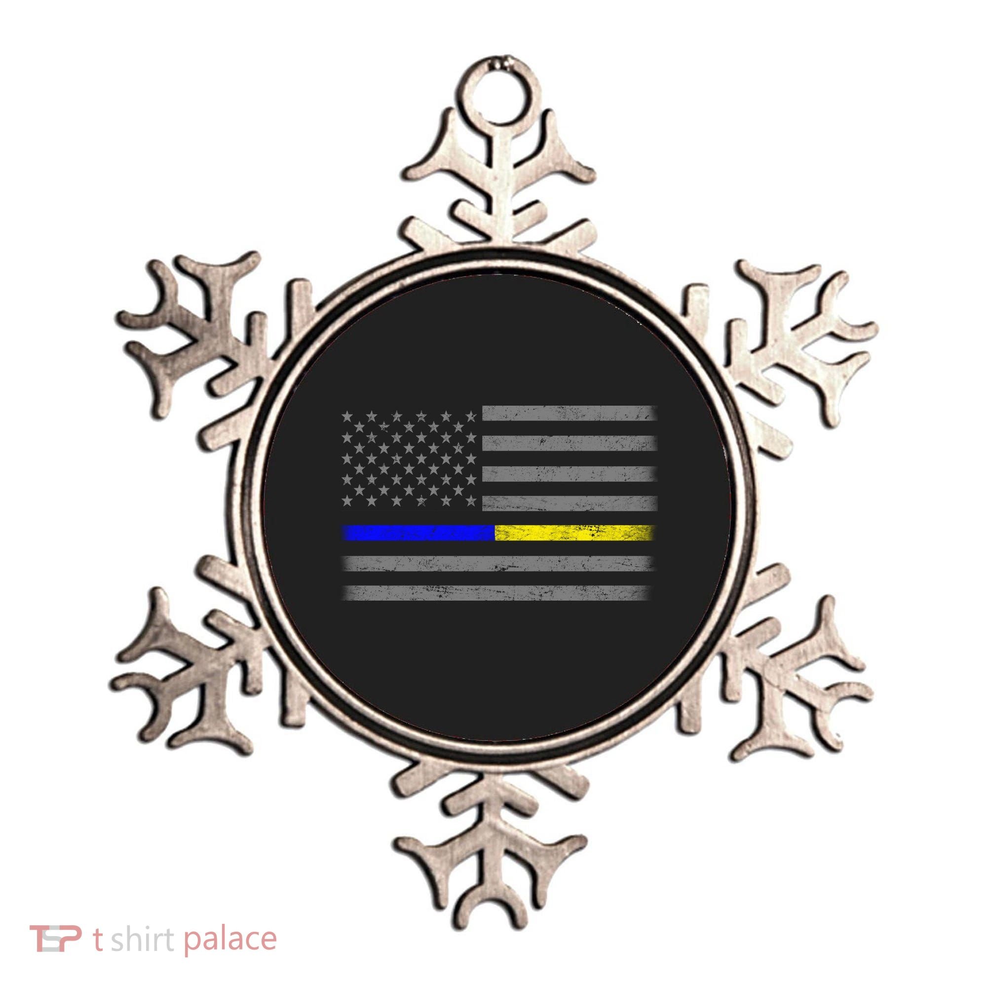 Thin Blue Gold Line Police Dispatcher Flag Ornament