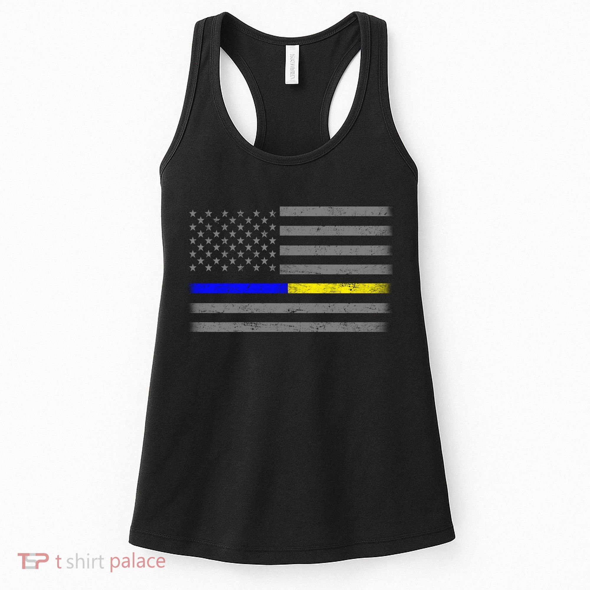 Thin Blue Gold Line Police Dispatcher Flag Women's Tank Top