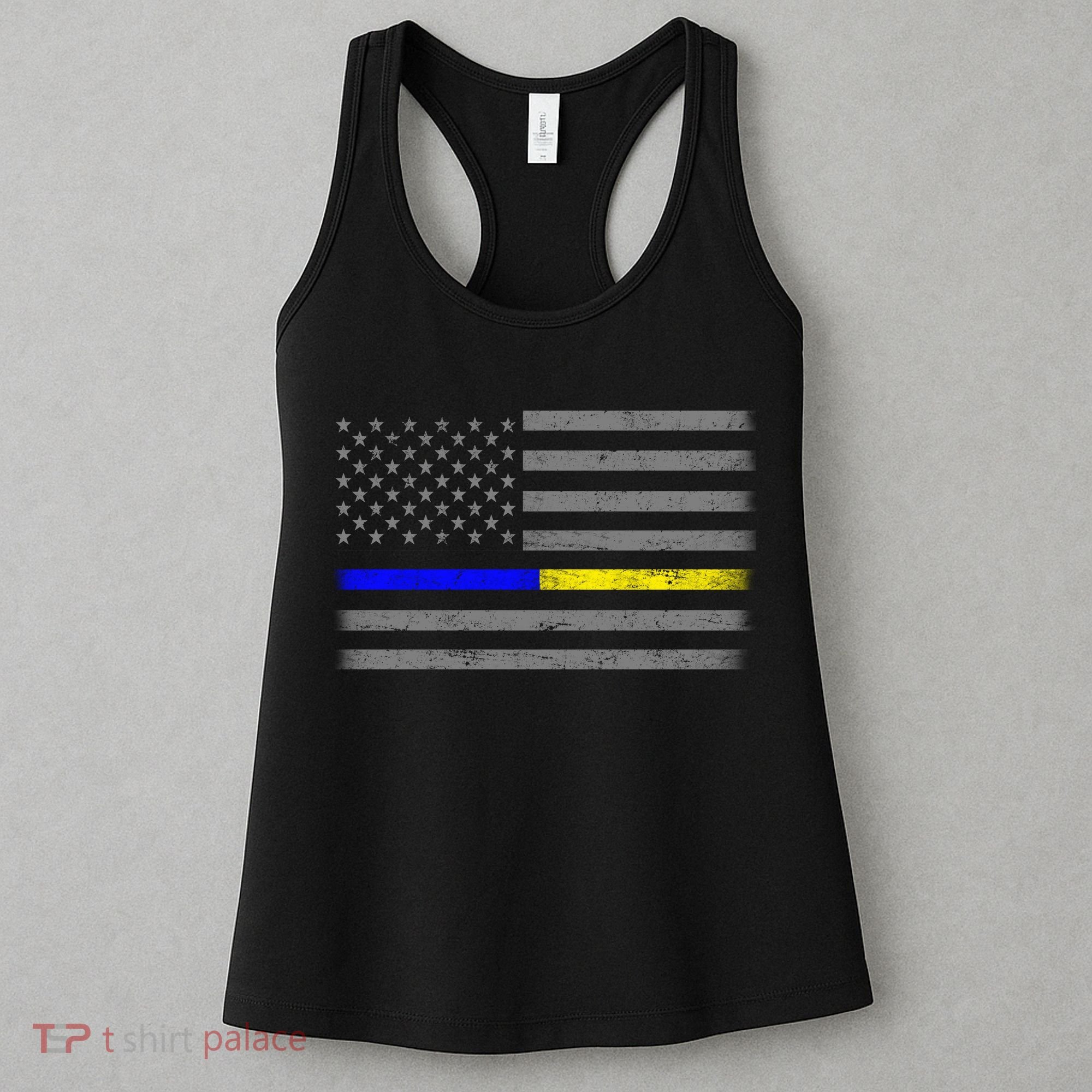 Thin Blue Gold Line Police Dispatcher Flag Women's Tank Top