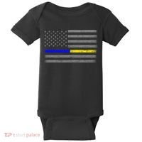 Thin Blue Gold Line Police Dispatcher Flag Baby Bodysuit thumb 0