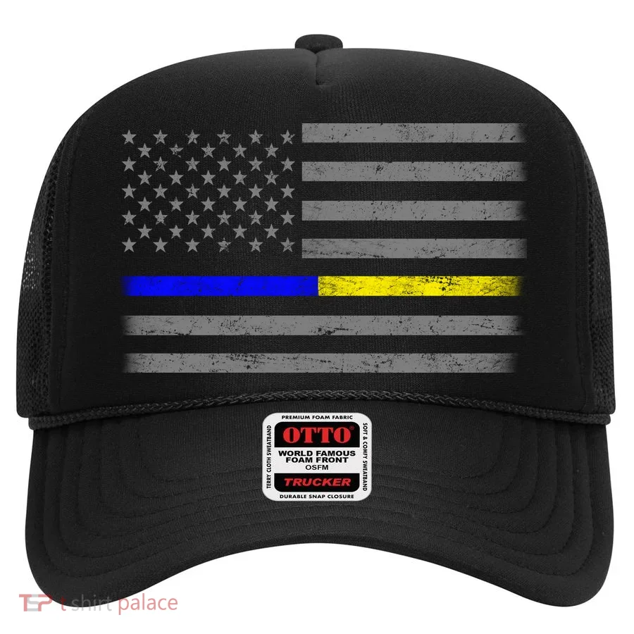 Thin Blue Gold Line Police Dispatcher Flag Hat