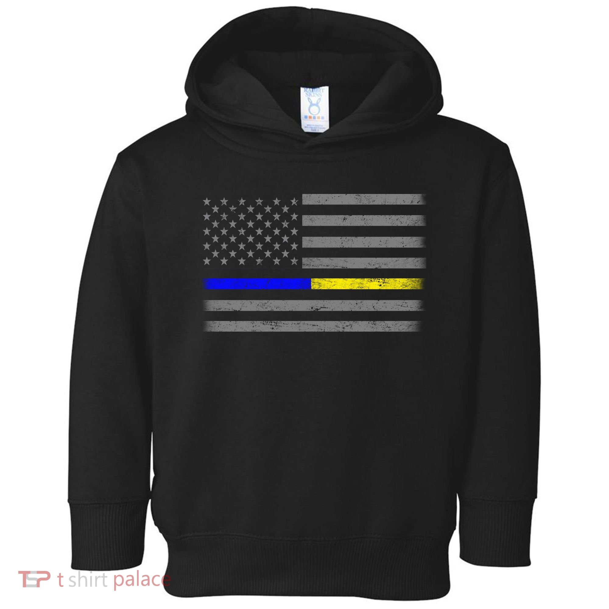 Thin Blue Gold Line Police Dispatcher Flag Toddler Hoodie