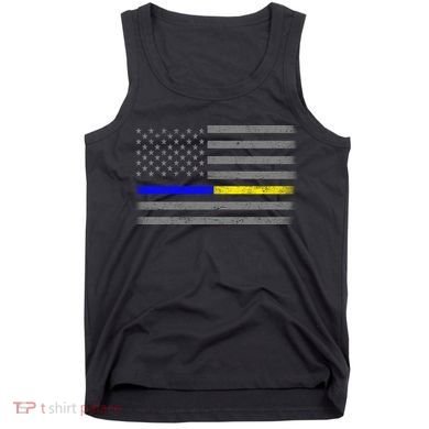 Thin Blue Gold Line Police Dispatcher Flag Tank Top