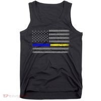 Thin Blue Gold Line Police Dispatcher Flag Tank Top thumb 0