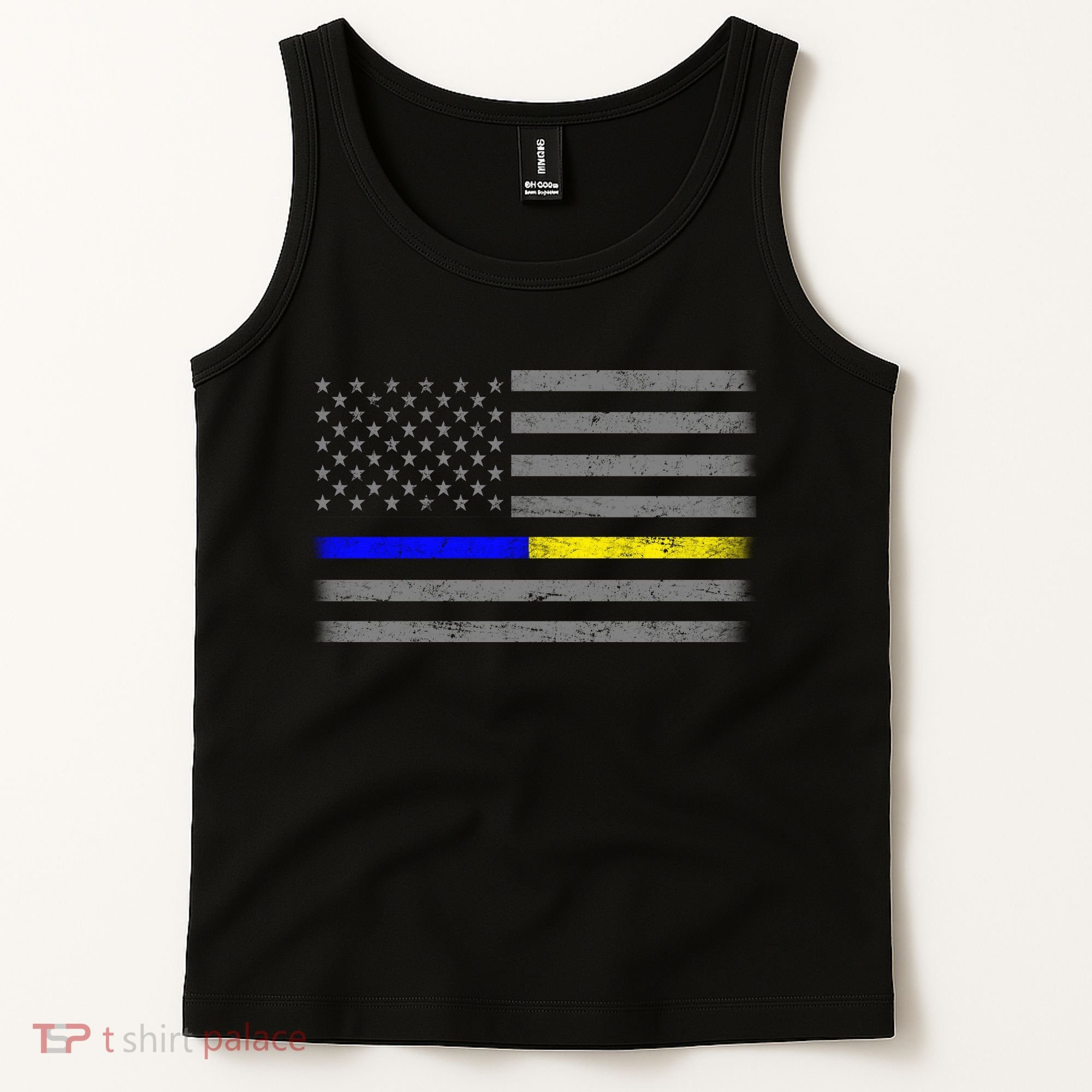 Thin Blue Gold Line Police Dispatcher Flag Tank Top