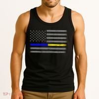 Thin Blue Gold Line Police Dispatcher Flag Tank Top thumb 3