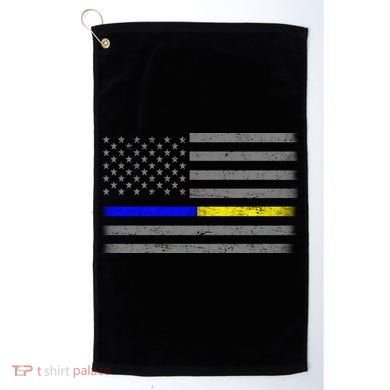 Thin Blue Gold Line Police Dispatcher Flag Golf Towel