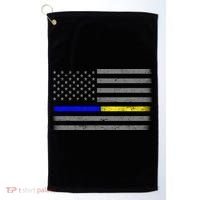 Thin Blue Gold Line Police Dispatcher Flag Golf Towel thumb 0