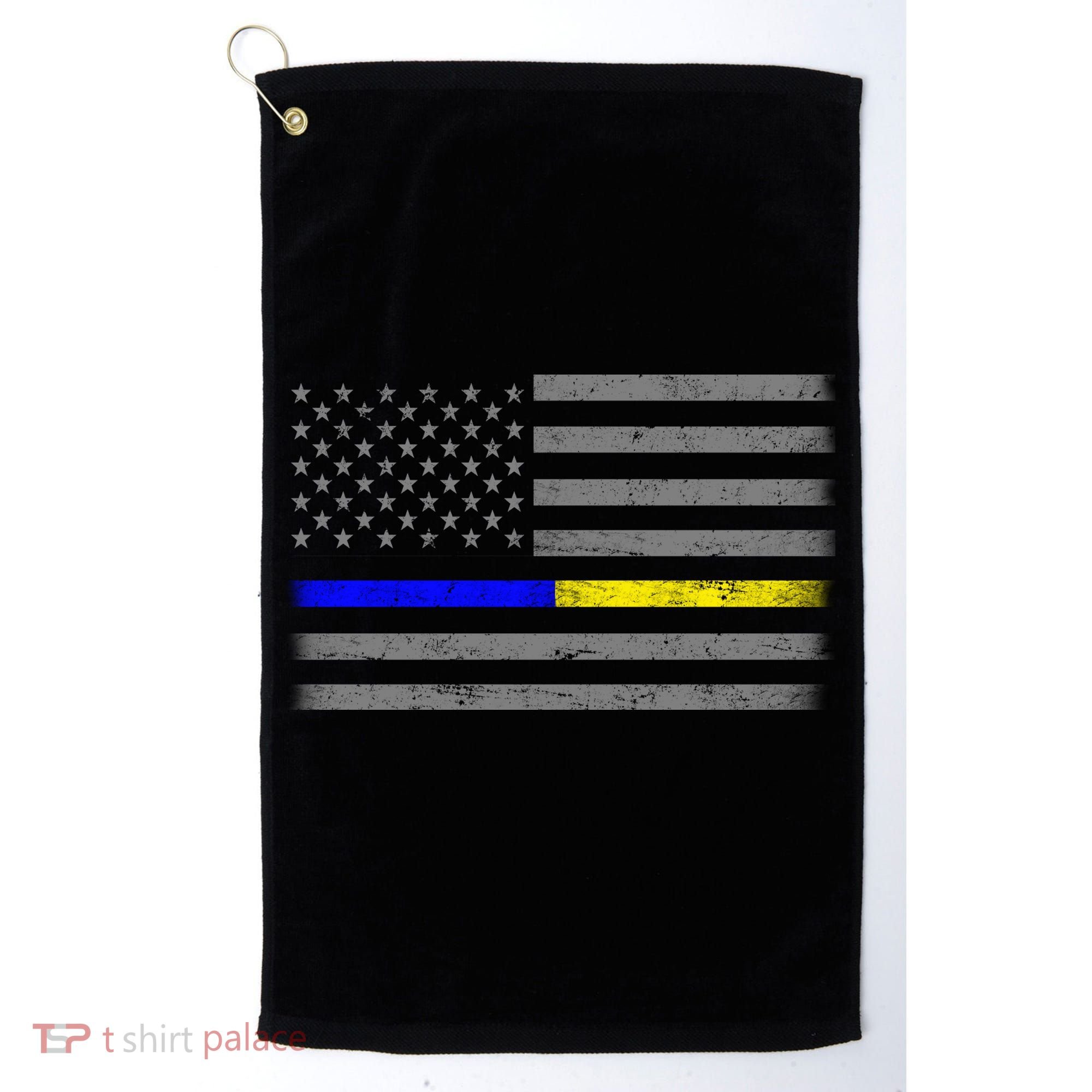 Thin Blue Gold Line Police Dispatcher Flag Golf Towel