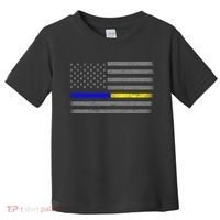 Thin Blue Gold Line Police Dispatcher Flag Toddler T-Shirt thumb 0