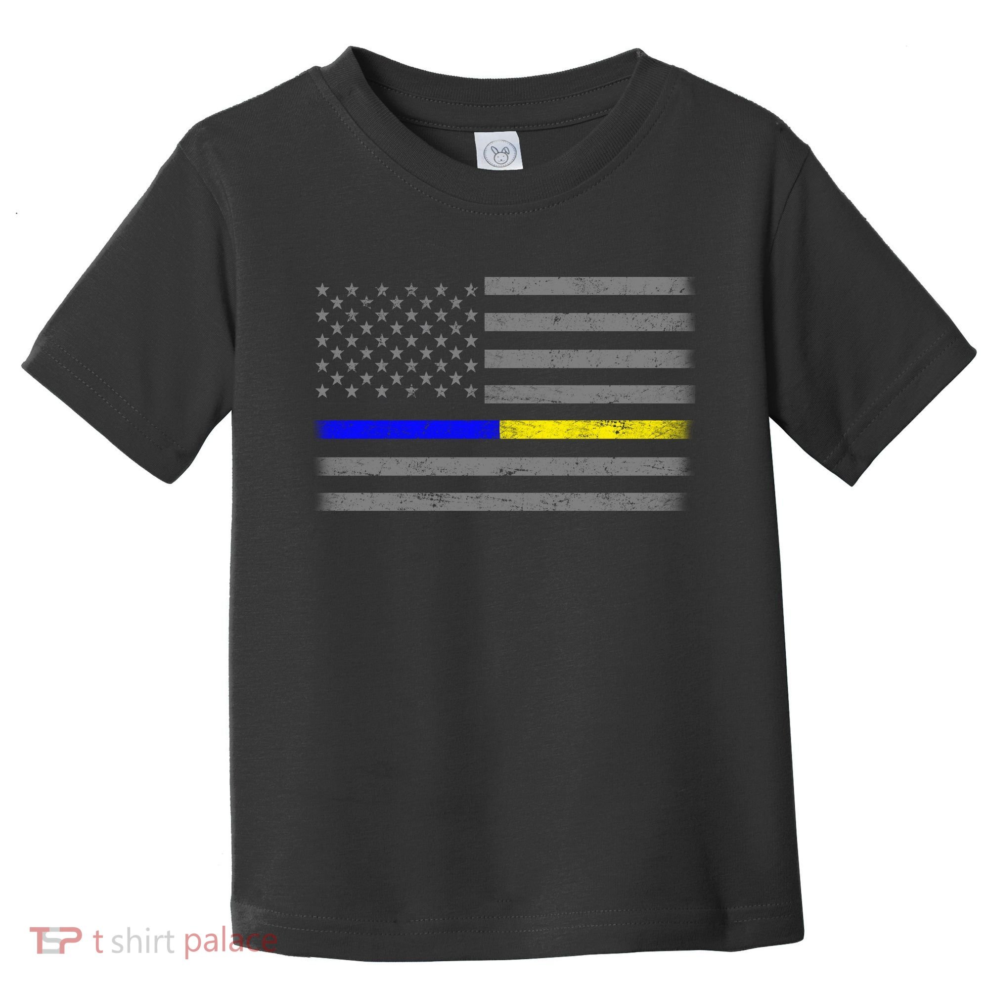 Thin Blue Gold Line Police Dispatcher Flag Toddler T-Shirt