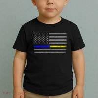 Thin Blue Gold Line Police Dispatcher Flag Toddler T-Shirt thumb 2