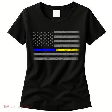 Thin Blue Gold Line Police Dispatcher Flag Women's T-Shirt