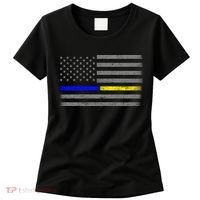 Thin Blue Gold Line Police Dispatcher Flag Women's T-Shirt thumb 0