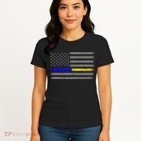 Thin Blue Gold Line Police Dispatcher Flag Women's T-Shirt thumb 4