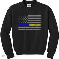 Thin Blue Gold Line Police Dispatcher Flag Kids Sweatshirt thumb 0