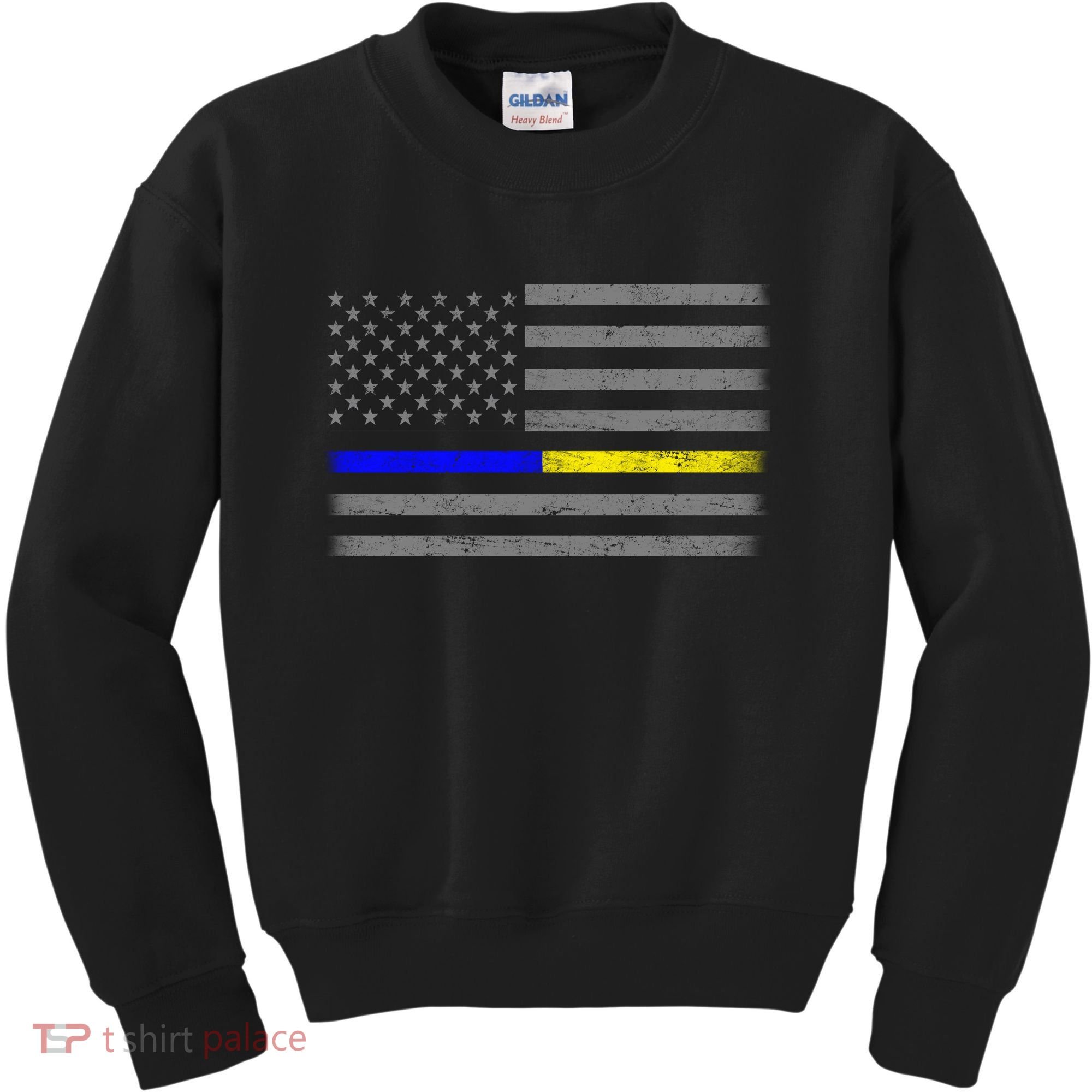 Thin Blue Gold Line Police Dispatcher Flag Kids Sweatshirt