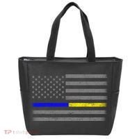 Thin Blue Gold Line Police Dispatcher Flag Tote Bag thumb 0