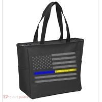 Thin Blue Gold Line Police Dispatcher Flag Tote Bag thumb 2