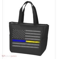 Thin Blue Gold Line Police Dispatcher Flag Tote Bag thumb 3