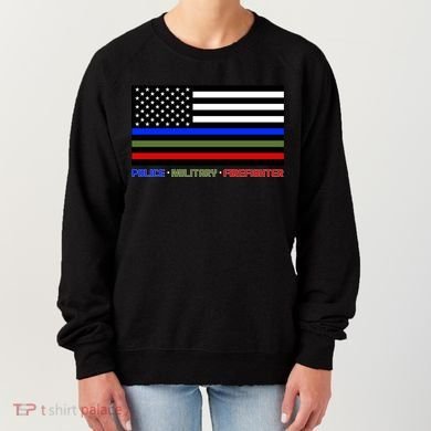 Thin Blue Green Red Lines Police Military Firefighter Women's Sweatshirt