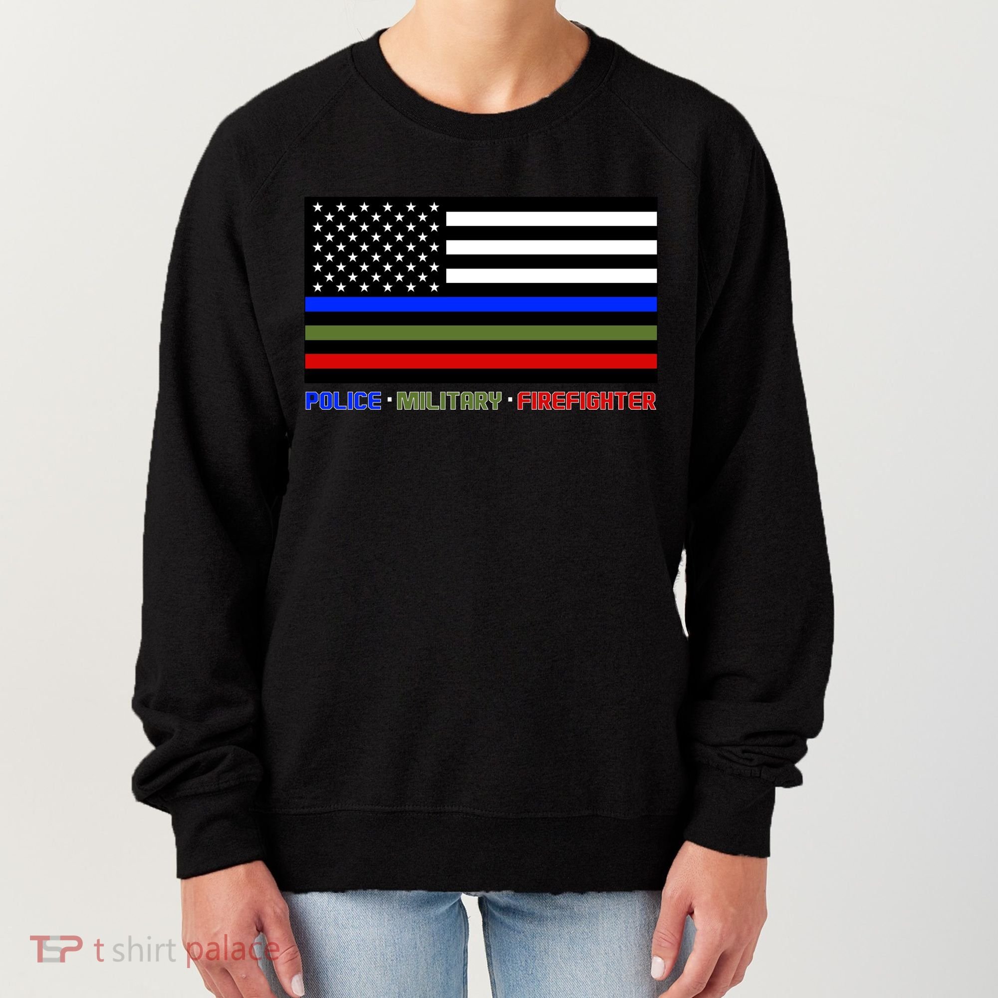 Thin Blue Green Red Lines Police Military Firefighter Women's Sweatshirt