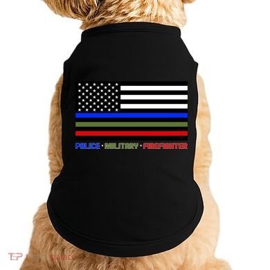 Thin Blue Green Red Lines Police Military Firefighter Doggie Tank