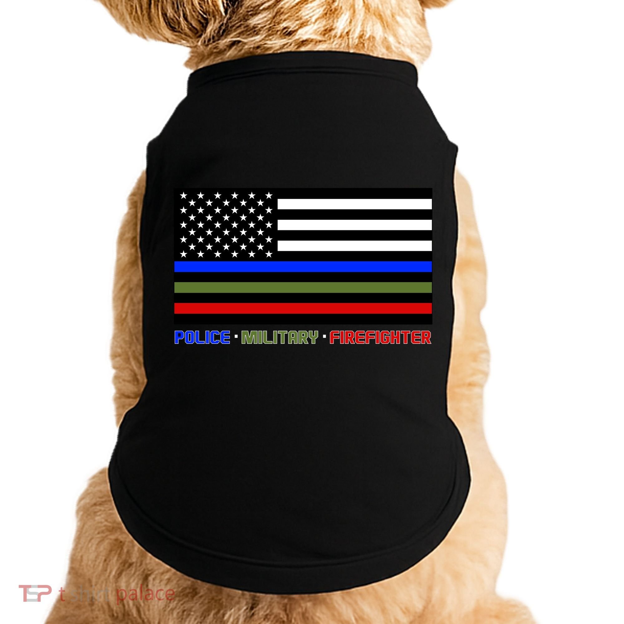 Thin Blue Green Red Lines Police Military Firefighter Doggie Tank
