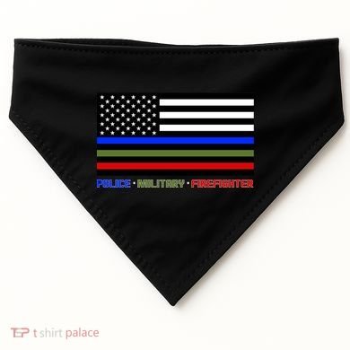Thin Blue Green Red Lines Police Military Firefighter USA-Made Doggie Bandana