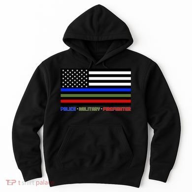 Thin Blue Green Red Lines Police Military Firefighter Hoodie