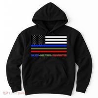 Thin Blue Green Red Lines Police Military Firefighter Hoodie thumb 0