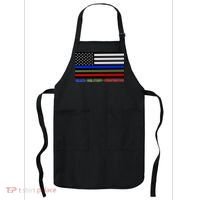 Thin Blue Green Red Lines Police Military Firefighter Apron thumb 0