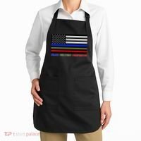 Thin Blue Green Red Lines Police Military Firefighter Apron thumb 2