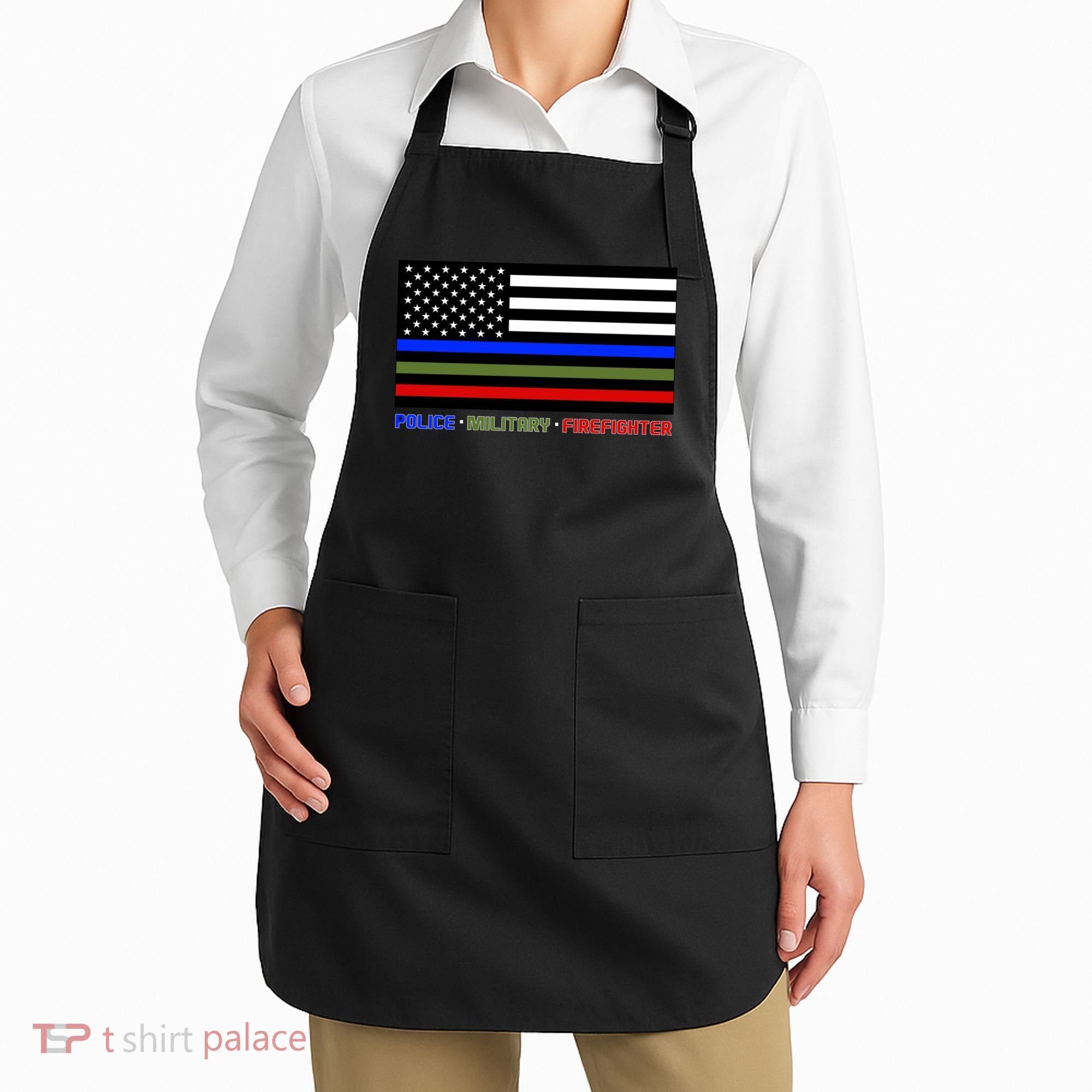Thin Blue Green Red Lines Police Military Firefighter Apron