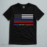 Thin Blue Green Red Lines Police Military Firefighter T-Shirt thumb 5
