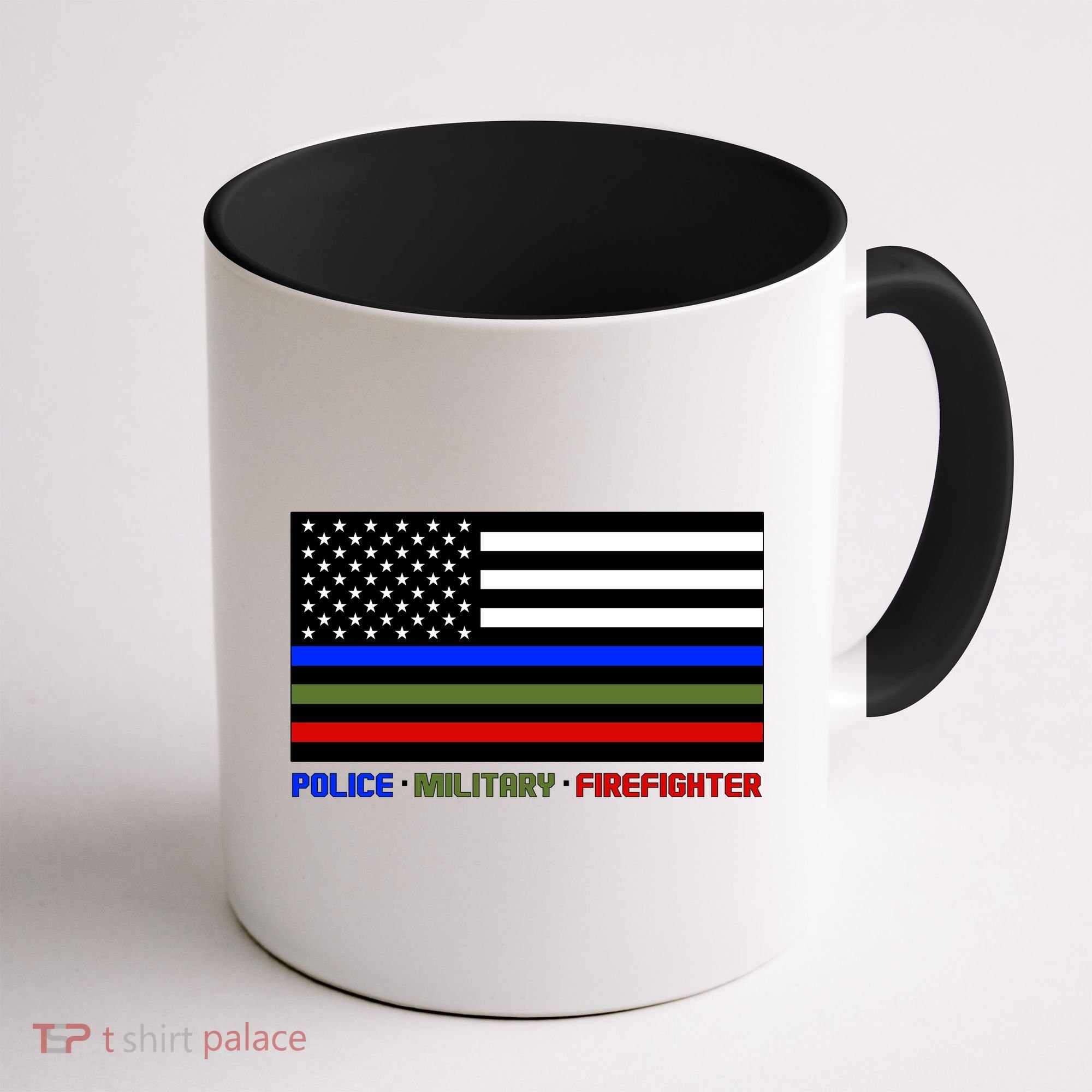 Thin Blue Green Red Lines Police Military Firefighter Coffee Mug